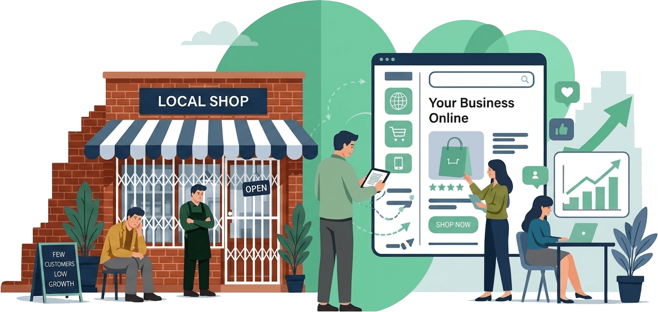 Local shop to online business transformation